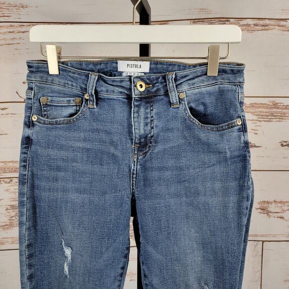 Pistola High Rise Distressed Ankle Crop Skinny Jean Size 28 - Picture 3 of 7